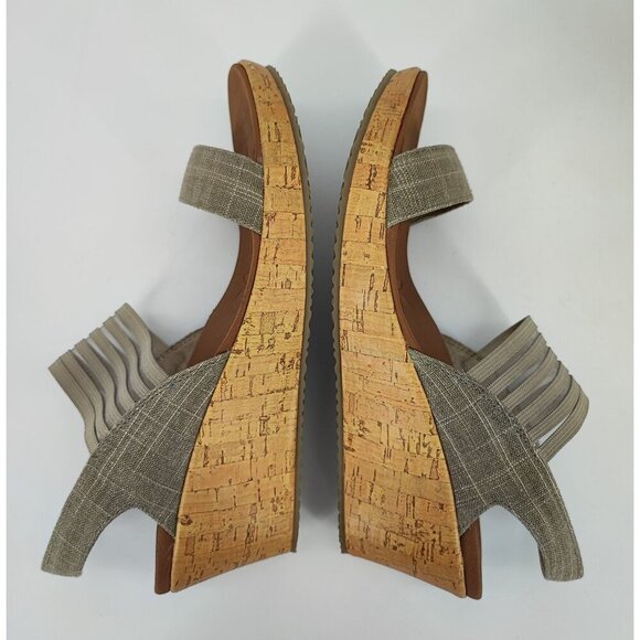 Skechers Women's Brie Luxe Taupe Synthetic Wedge Sandals Size 10 - Picture 5 of 9